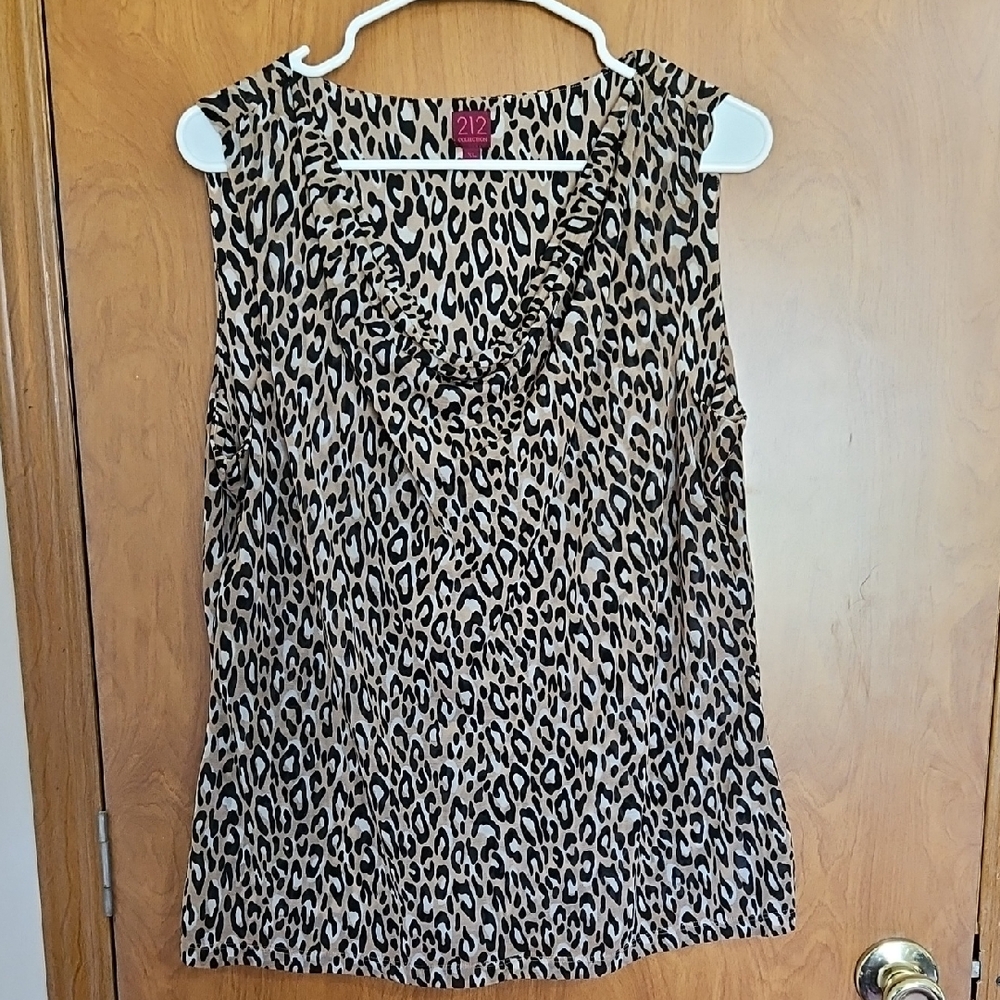 212 Collection Animal Print Tank Top - Black and Tan